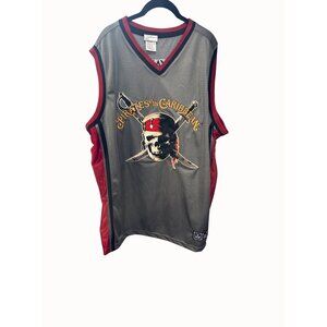 Walt Disney World Pirates Of The Caribbean Captain Jack Gray & Red Jersey Tank X